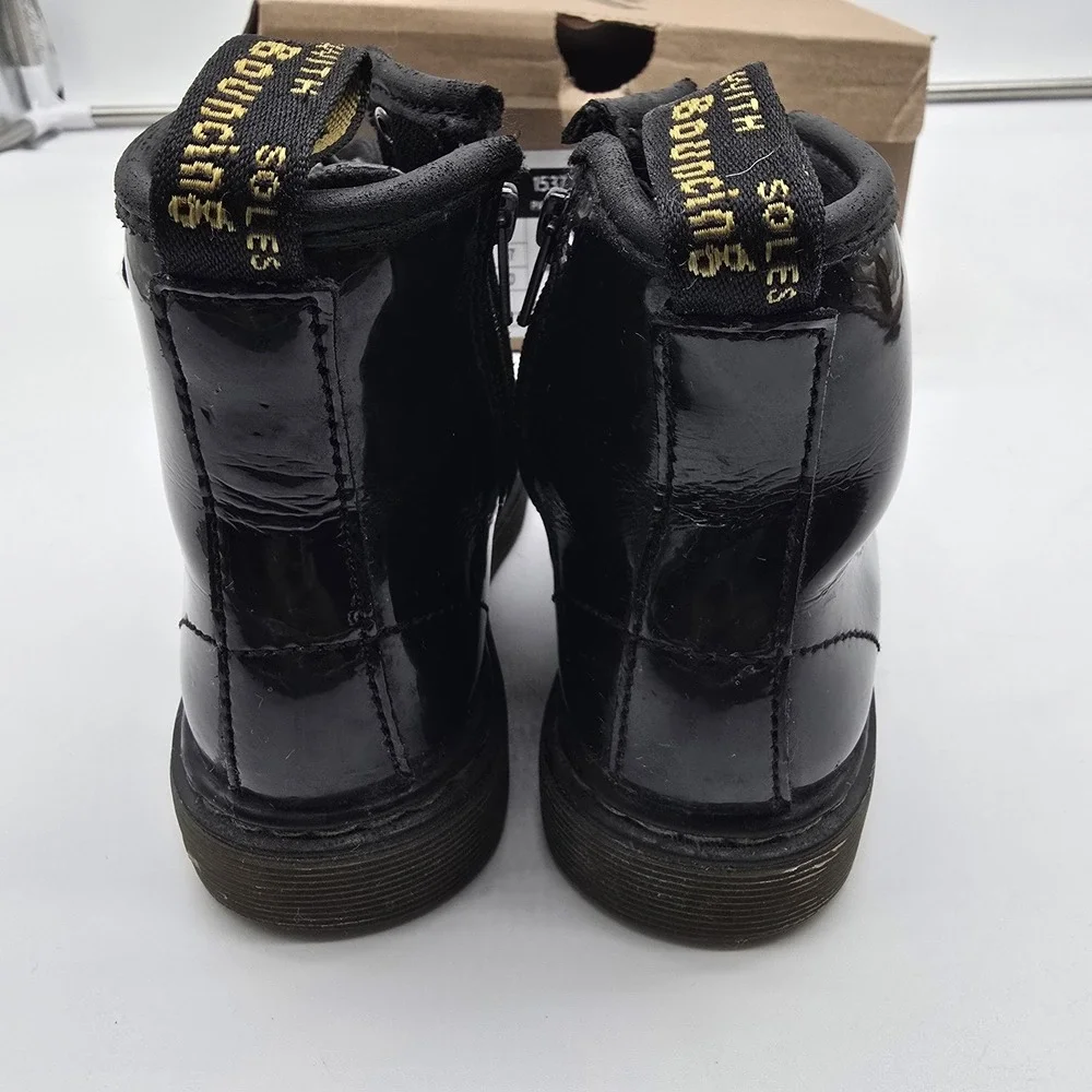 Dr. Martens Toddler 1460 T Black Patent Leather Ankle Boots Size US 10